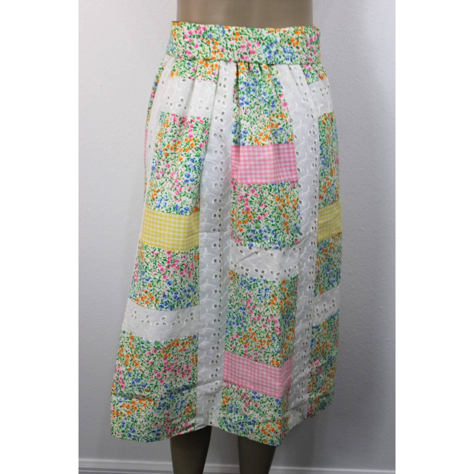 MR.HANK Vintage 60s 70s Patchwork MOD Boho Hippie Skirt Waist Stretch