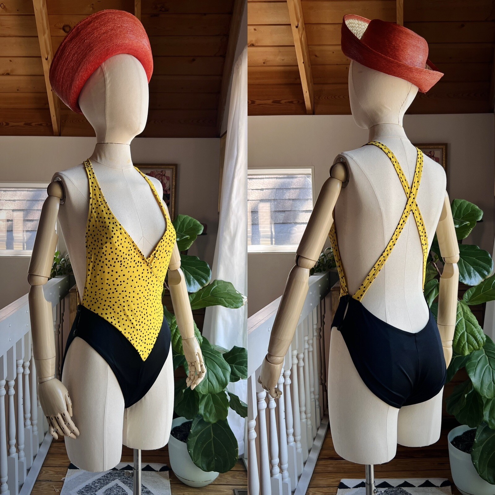 Vintage 1980s 1990s Low Cut Swimsuit La Blanca Large