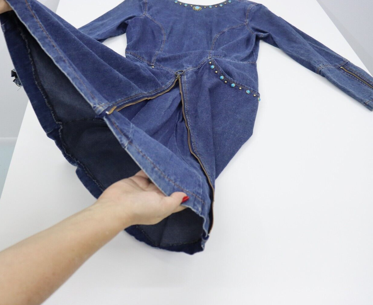 Jou Jou Y2K 1990’s Denim Dress Stones and Gromet Embellishments Size M (Size 8)