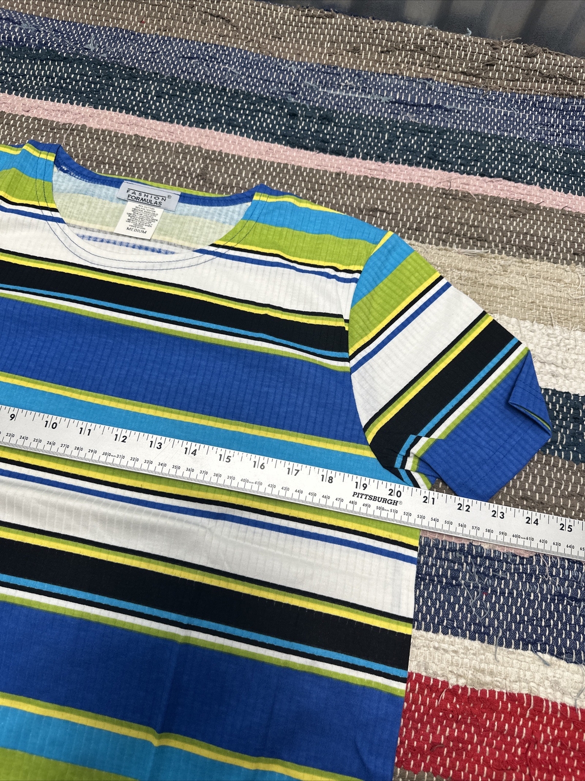New WOMEN’S VINTAGE Striped Rainbow SHIRT – FASHION FORMULAS – SIZE Medium
