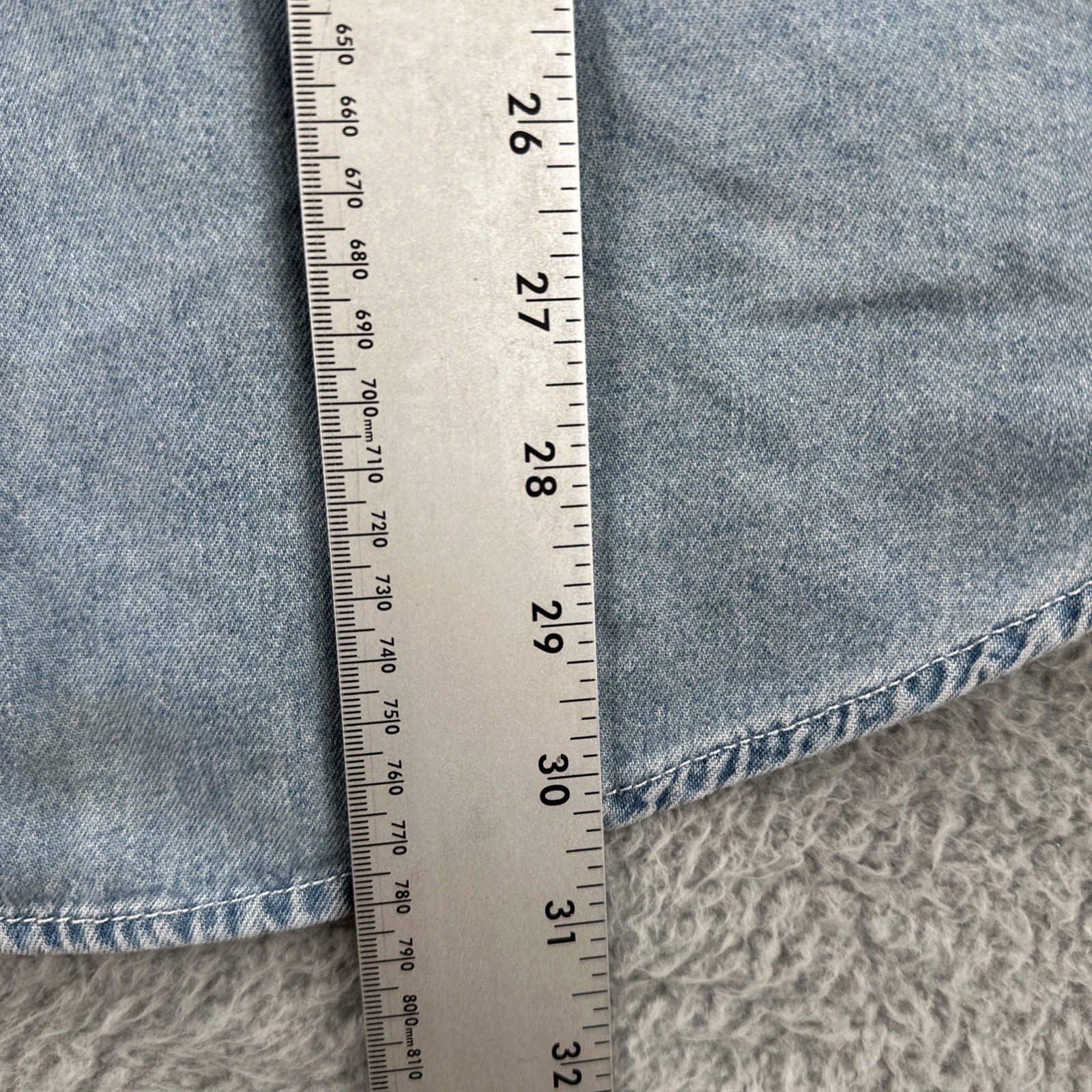 Vtg Details Sportswear Inc Womens Size 20 Faded Blue Denim Button Up Shirt 90s