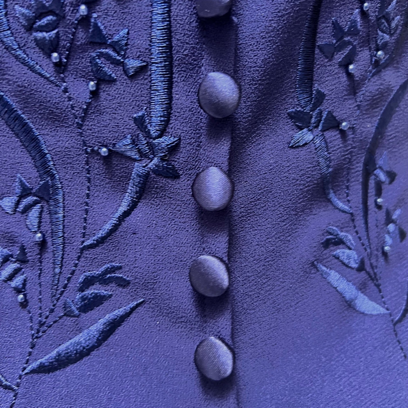 Vtg 90s Donna Morgan Peplum Dress 8P Mock Embroidered Beaded Mother of the Bride