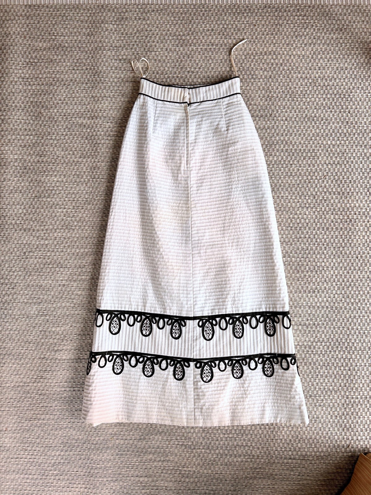 Vintage 1960s 70s Preppy Mod Hostess Maxi Skirt Palm Royale Black/ White sz S