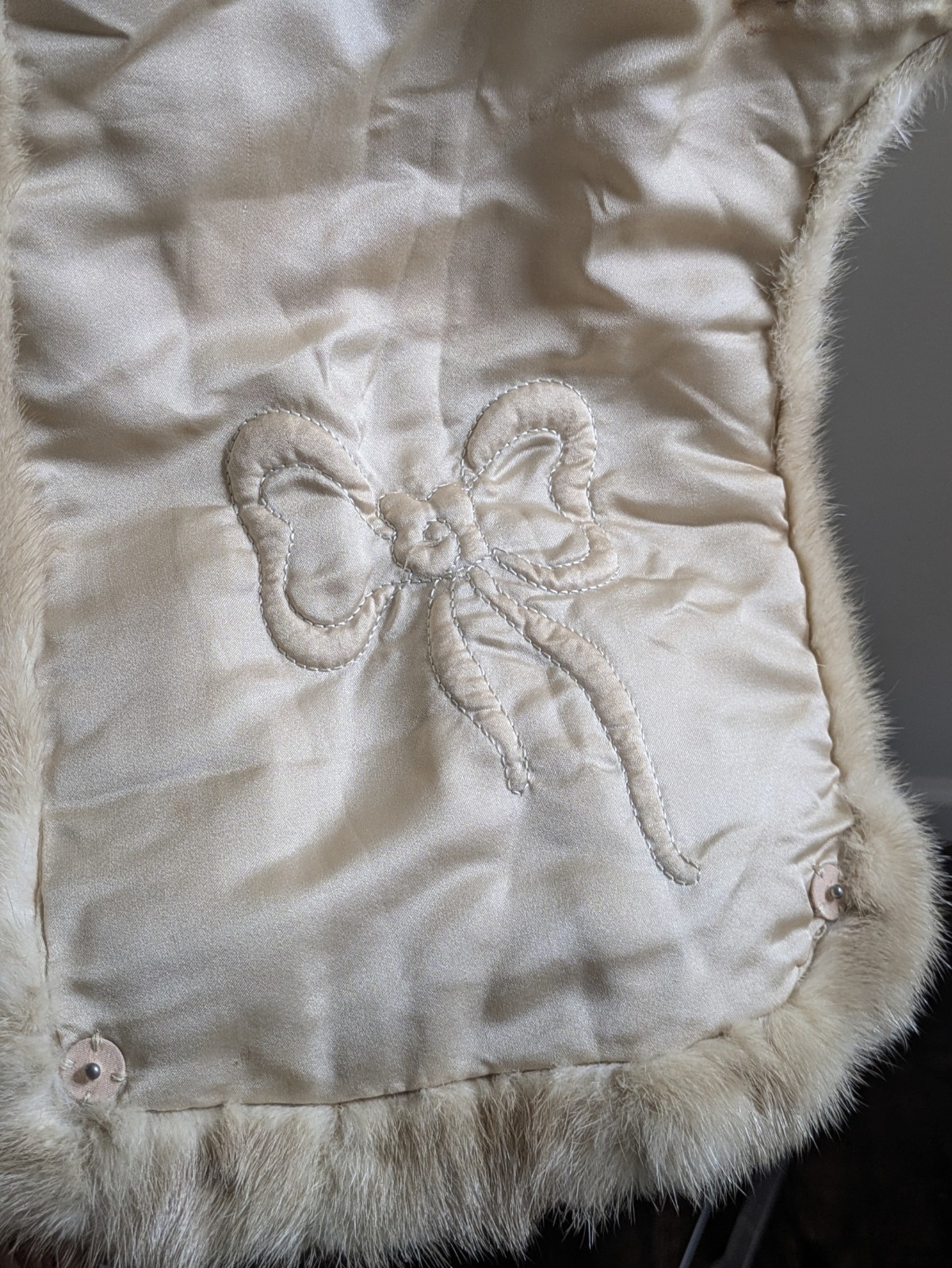 Vintage Mink Fur Stole Shawl Wrap Pale Beige Blonde Real Fur Tourmaline