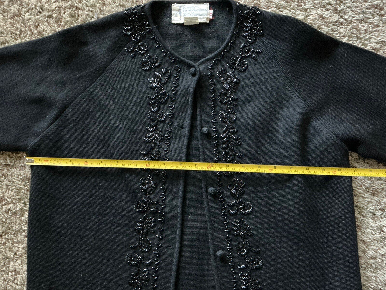 Vintage Penney’s International Imports Wool Blazer/Cardigan Style Beaded Floral
