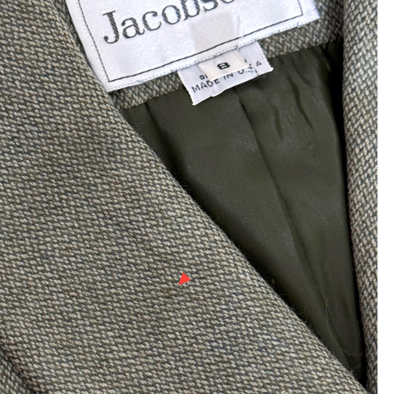 Vintage 90s Jacobson’s Herringbone Skirt Suit Olive Green Size 8 Office Classic