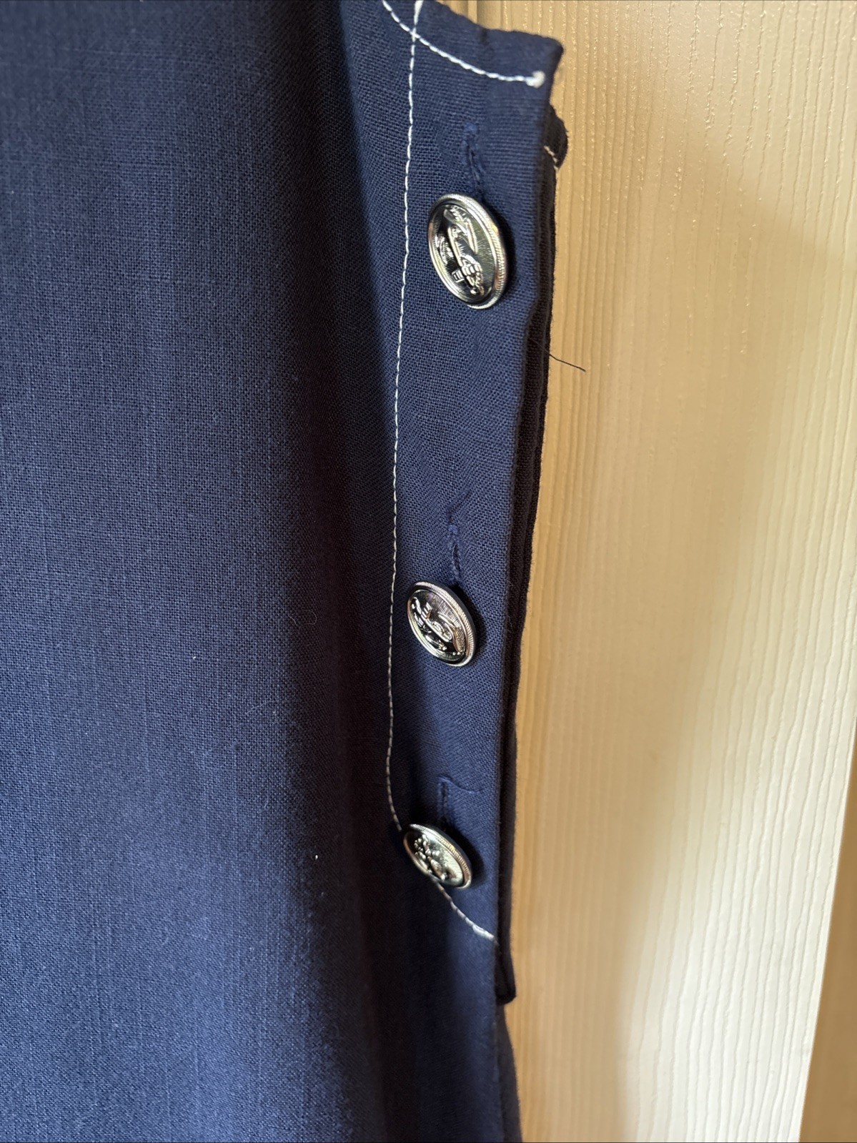 Bedford Fair 90s Vintage ladies Dress Sailor Core Navy W/ Silver button accents