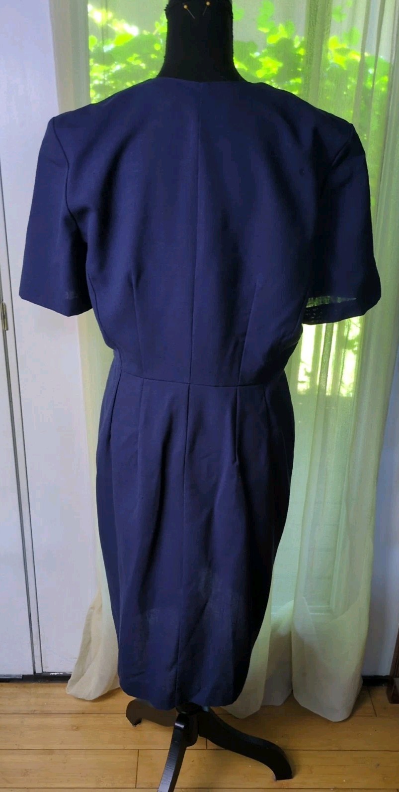Vintage Willow Ridge Navy Blue Side Button Down Dress Woman’s 14