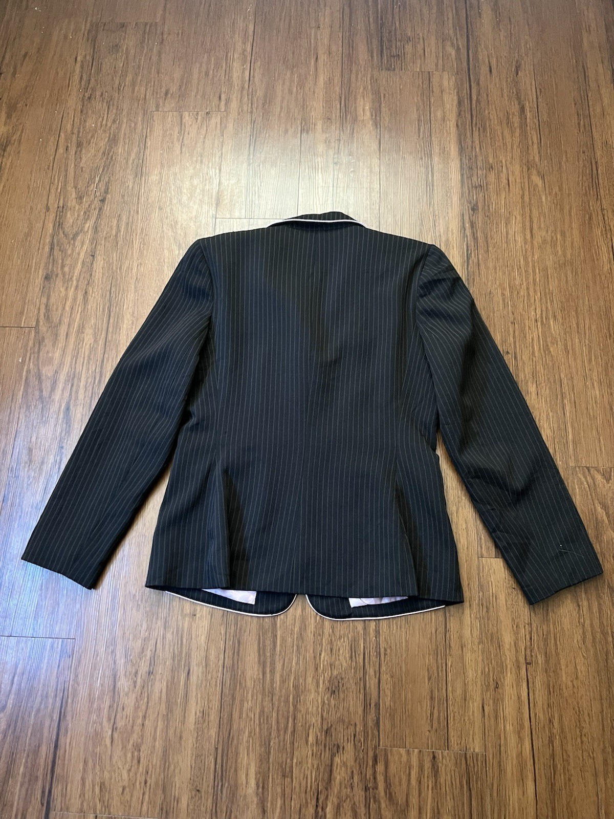 Vintage Y2K 2000s Blazer Sz 8 Black Pink Pin Stripe Bows Corpcore Office Siren