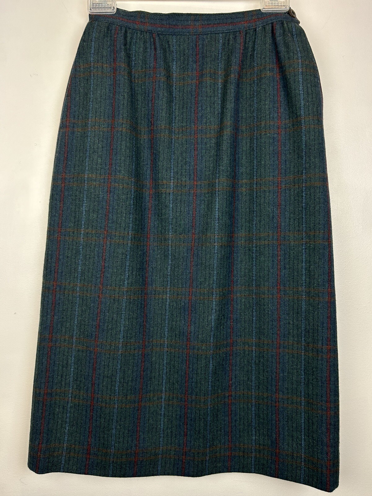 Vtg Pendleton Skirt Women 4 Green Pockets Lined 100% Virgin Wool Plaid Classic