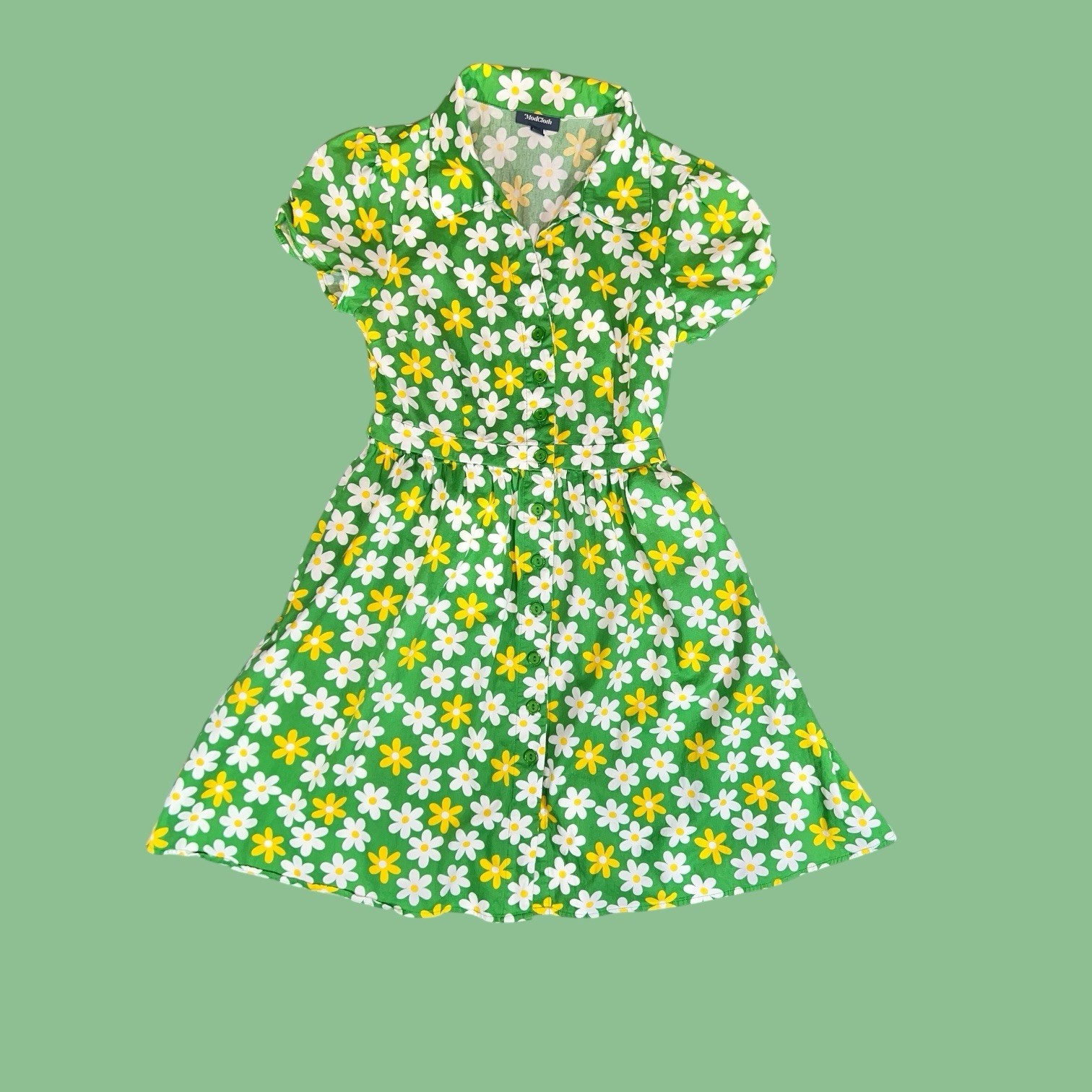 RETRO MODCLOTH FLORAL FLOWER POWER TWEE DRESS FAIRY WHIMSICAL MOD BOHO HIPPY M