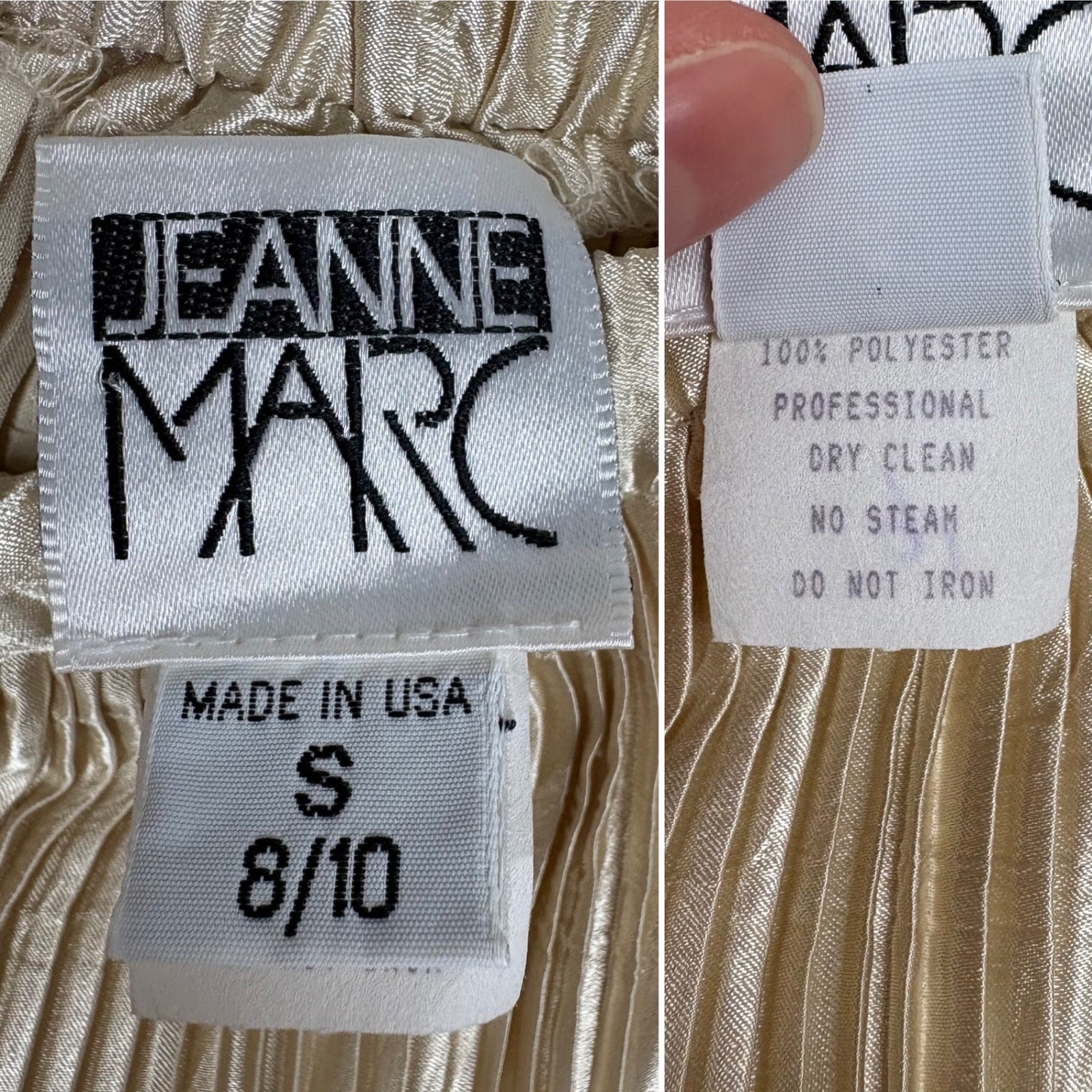 Jeanne Marc Pleated Maxi Pull On Skirt Size S (8-10) Gold Shimmer Plisse Vintage