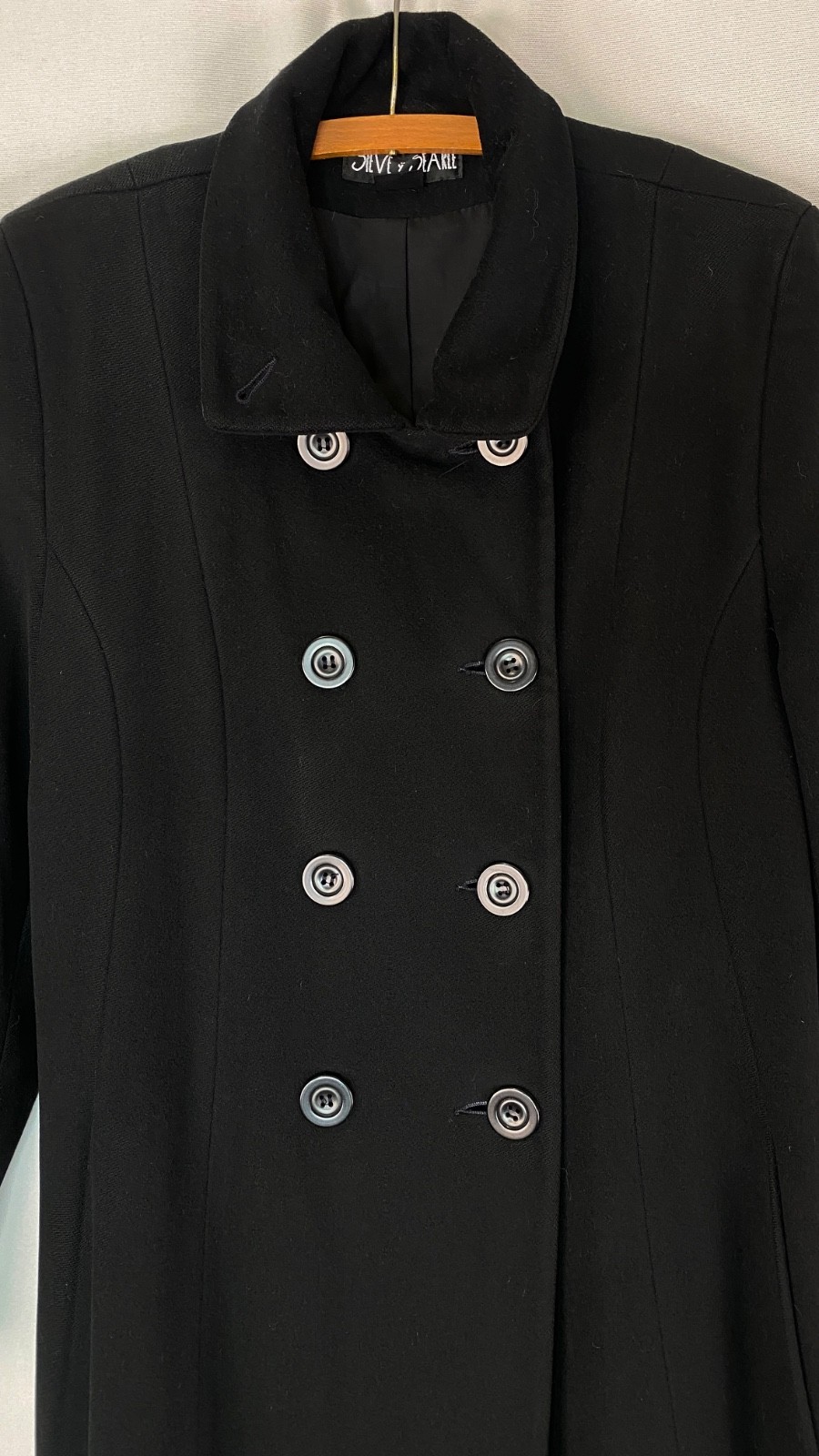 Vintage 1990s black cashmere trench coat long wool pea military maxi full M