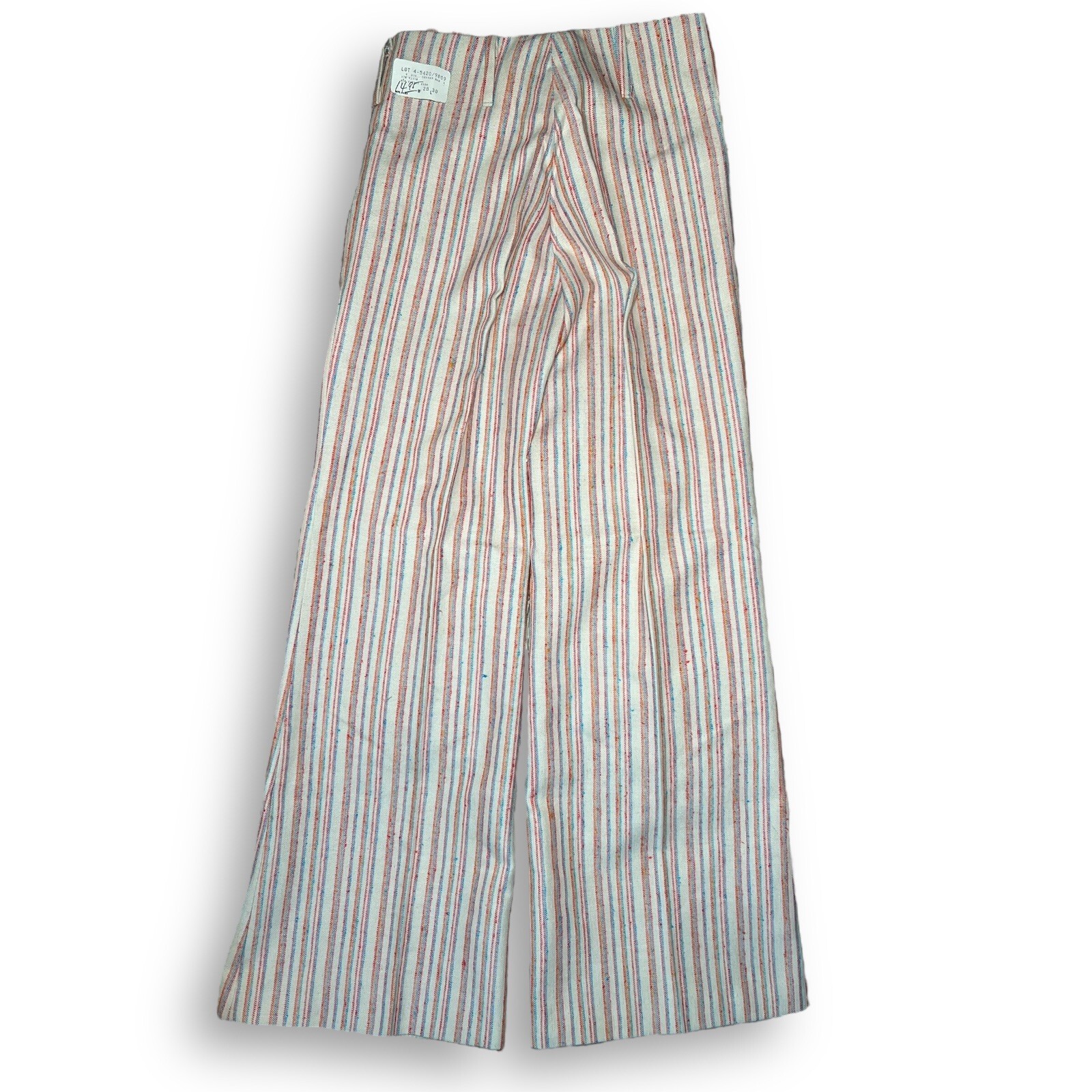 Deadstock Vtg 1970s UFO Vertical Stripe Bell Bottoms Flares Nappy Pants 28×30