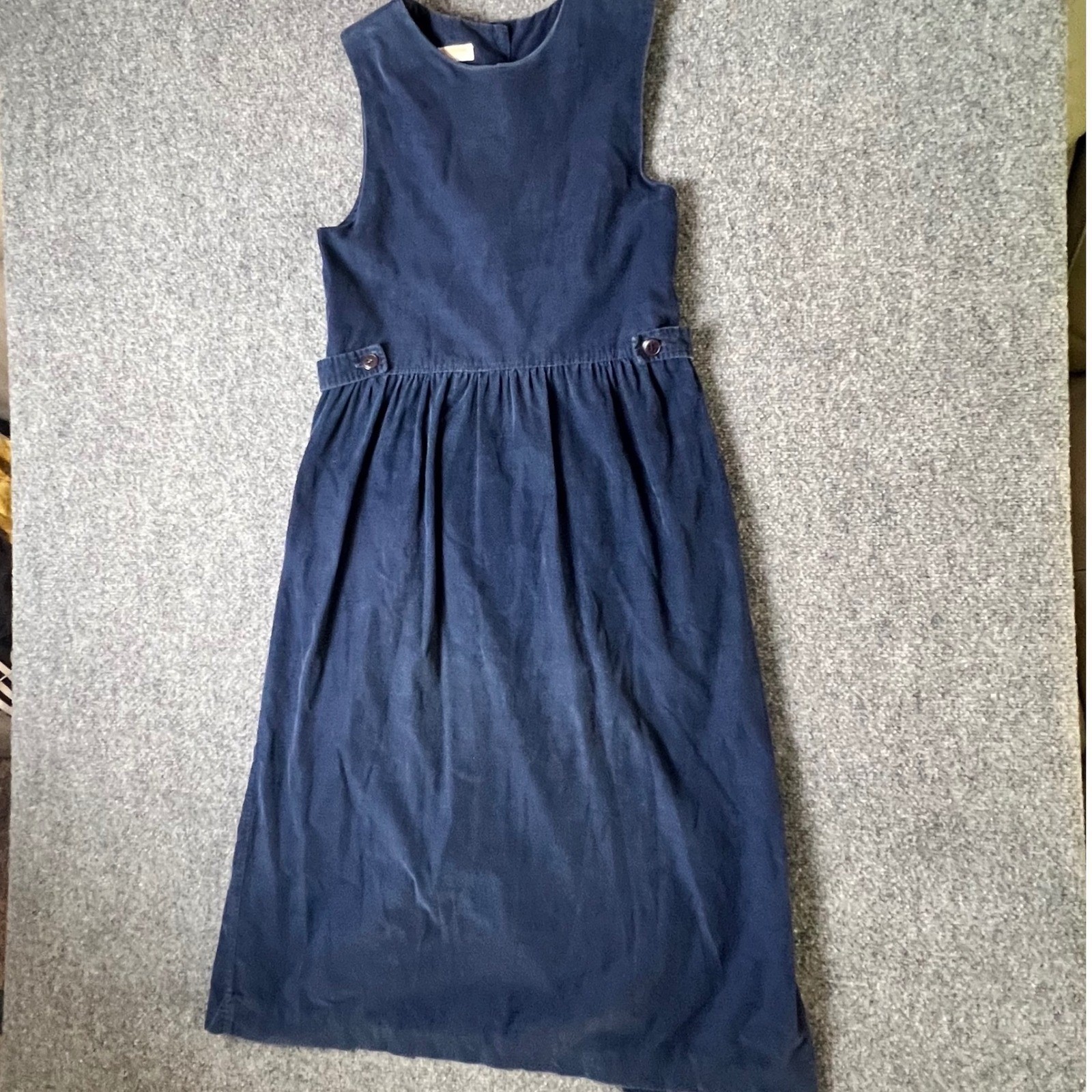 Brooks Brothers Vintage Navy Blue Corduroy Dress Button Back Made in USA 6