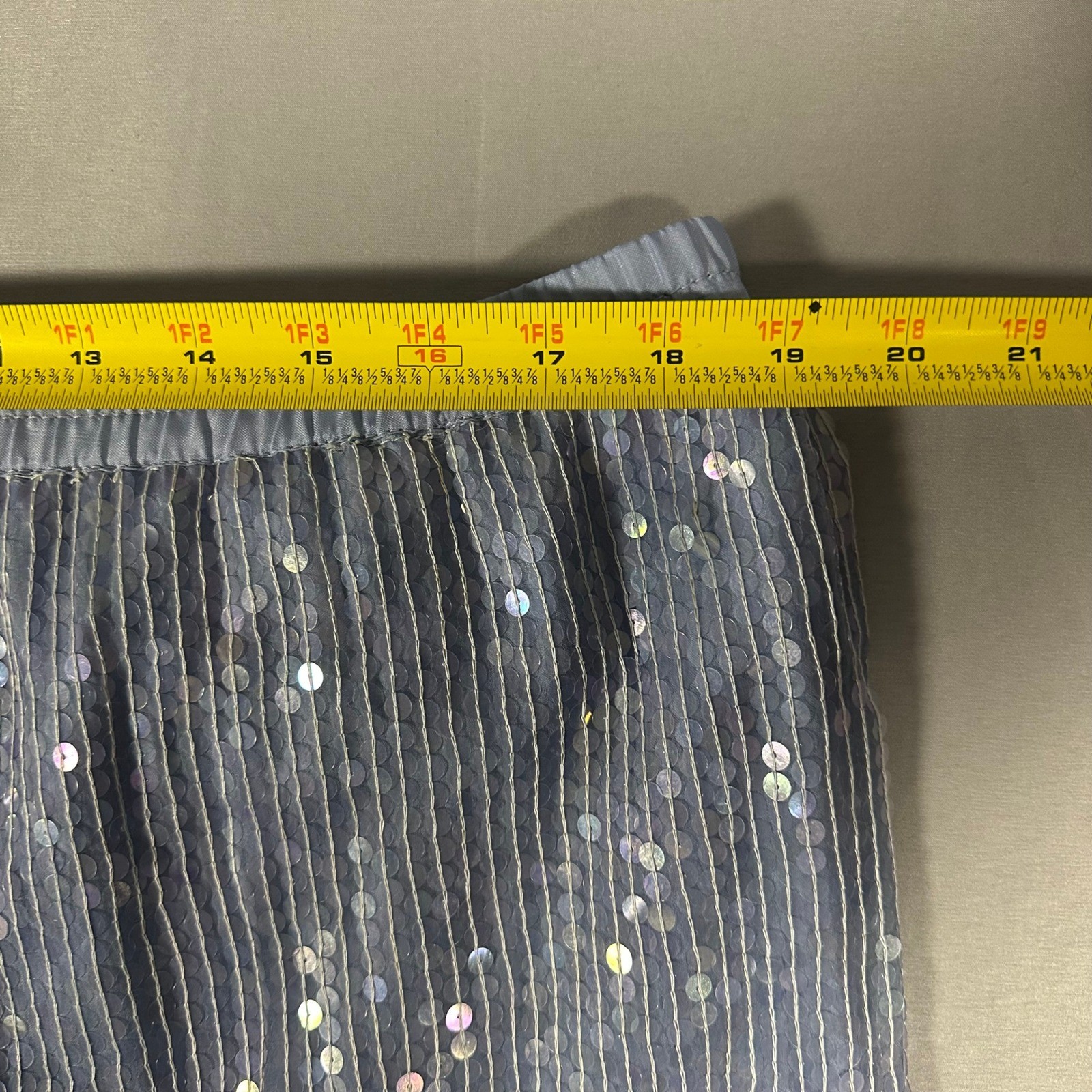 Jewel Queen Silk Beaded Sequin 2 Piece Skirt Set Medium Blue Waist 19″ Flat