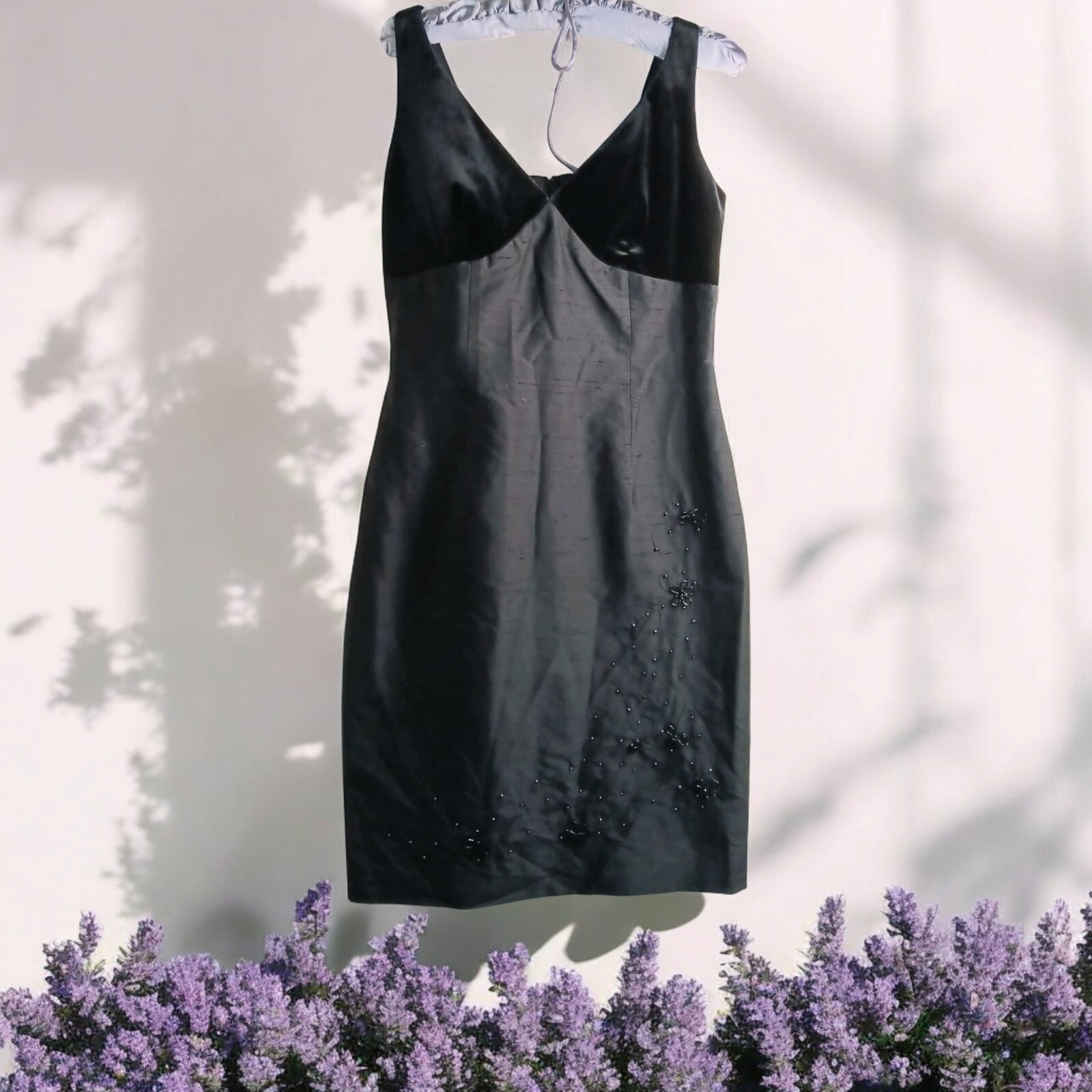 YTK Donna Morgan Beaded Swiftie Petites 100% Silk Vintage Dress Sz 4