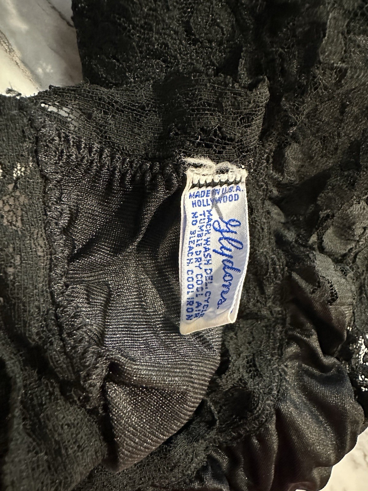 Vintage Glydons Hollywood String Bikini Style Lace Panties Black Sz Medium