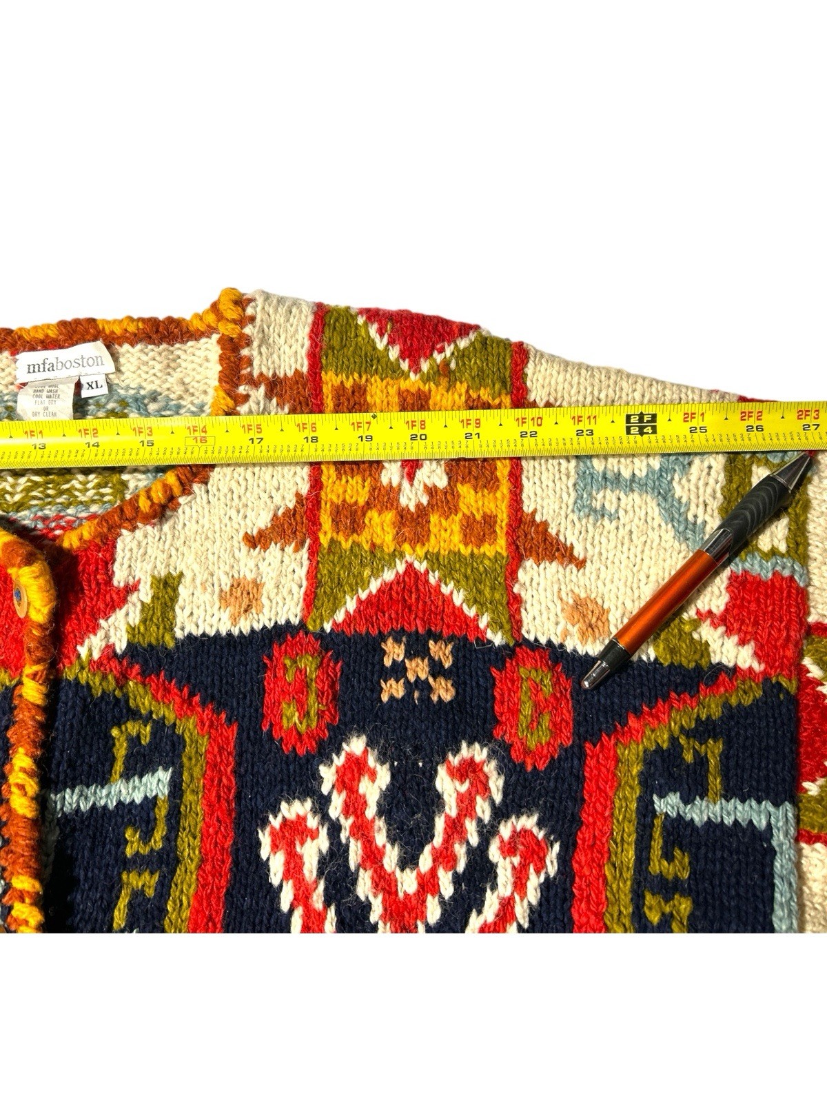 Vtg Mfaboston Button Front Chunky Knit Alpaca Blanket Jacket Size XL