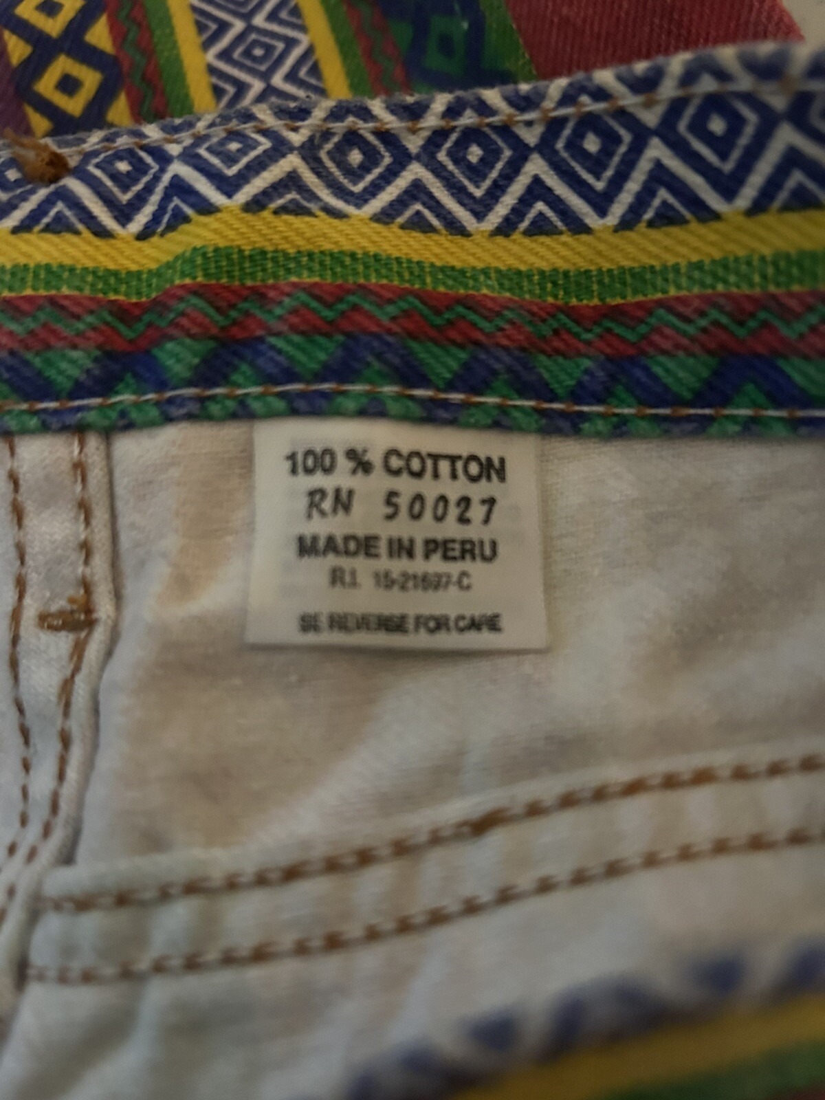 New Vintage LA Gear Tribal Pattern All Over Sz 7 26 x 23” Colorful Fun Jeans 90s