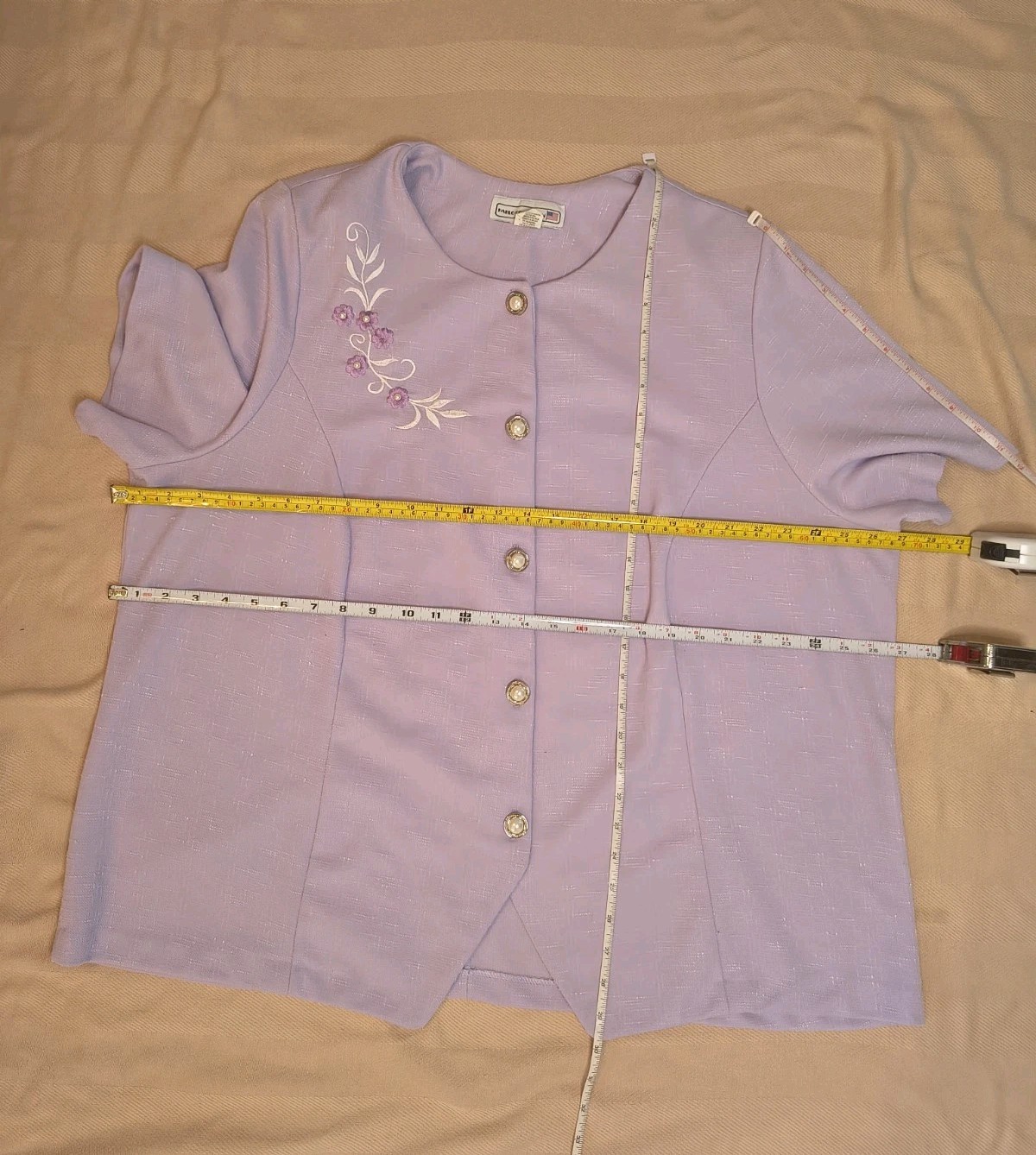 Vintage Lavender Embroidery Top Cottagecore Fairycore Grandmacore Size 22WP -P32
