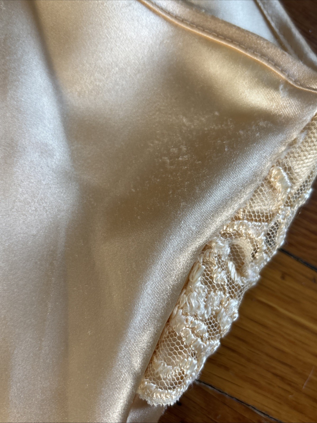 Vtg Intimate Moods Slip Dress Sz XL Yellow Satin Lace Lingerie Coquette Y2K