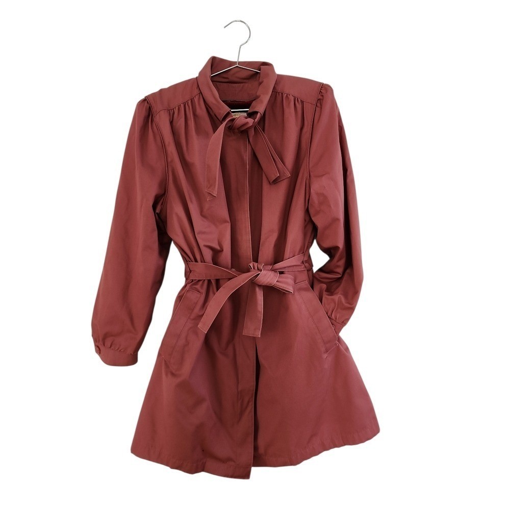 VTG London Fog Trench Coat Women 10 Reg Burgundy Classic Preppy Retro Outwear
