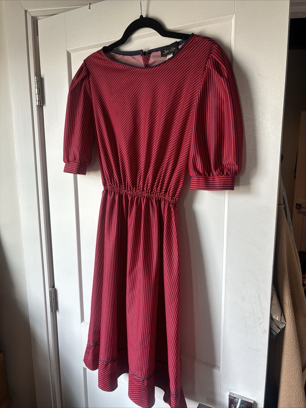 Women’s Vintage 70’s Jen-Jen New York Red and Blue Stripe Hipster Day Dress