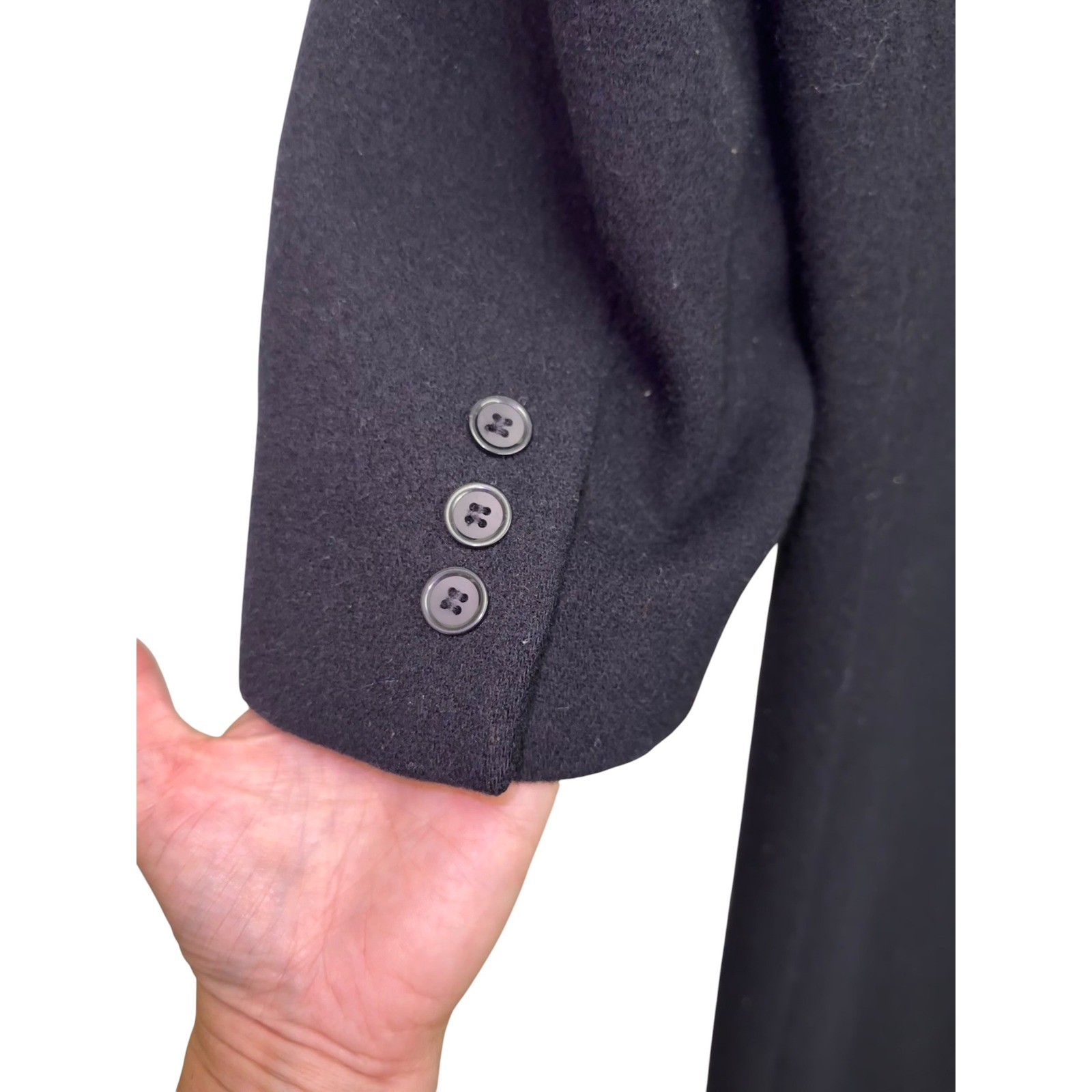 Vintage Stephanie Andrews 100% Wool Long Navy Coat 14 Double Breasted