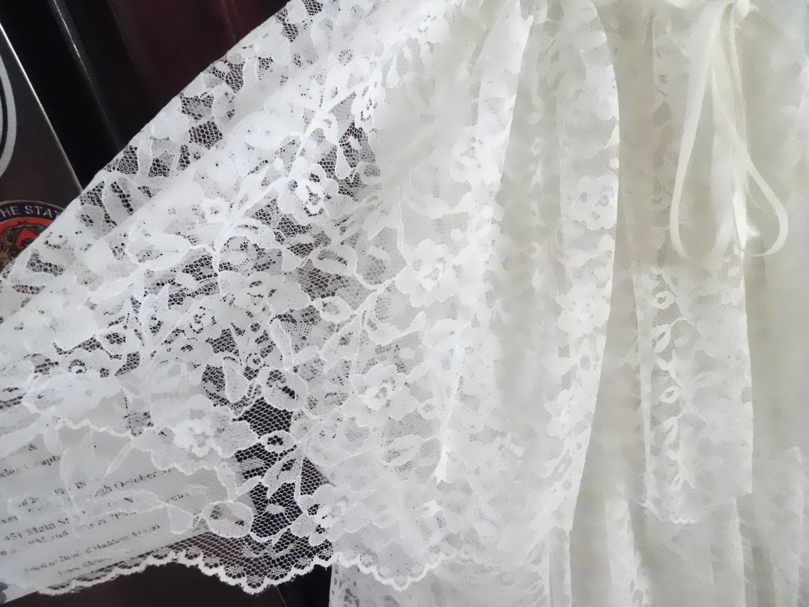 Vintage White Layered Lace Gown Fitted Bodice-Spaghetti Straps Sz 7/8