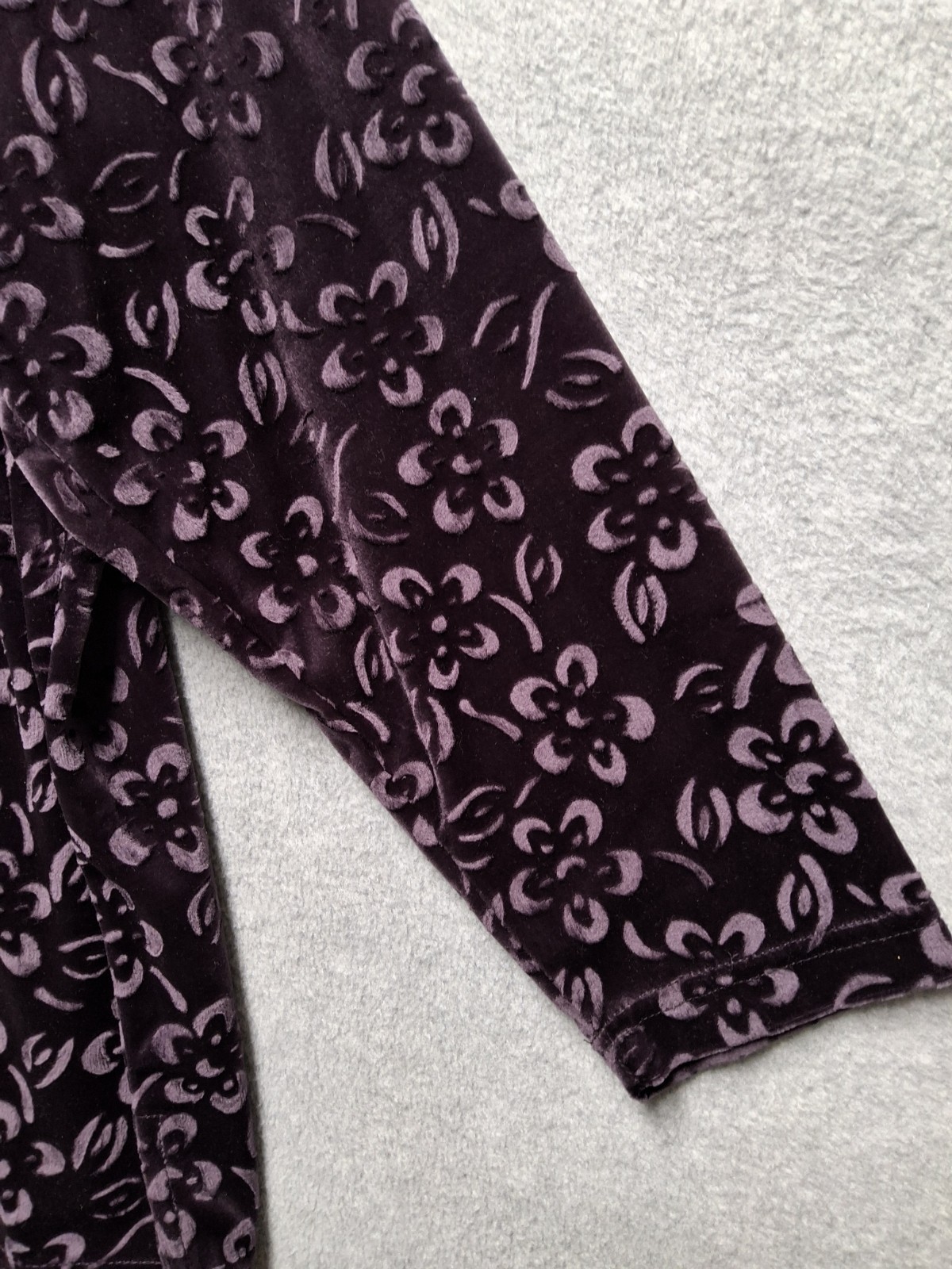 Vintage 2X Plum Velvet Pant Suit Lounge Set Floral Embossed Y2K Cozy Cottagecore