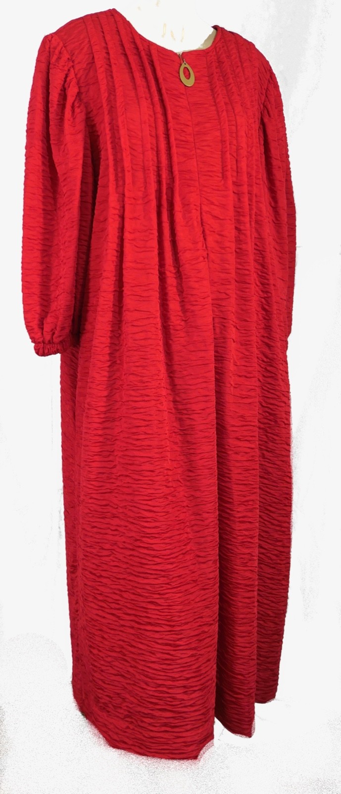 Retro Vintage Crinkle Red Caftan Lounger Dress Ariel Peter Keyloun 2X Plus