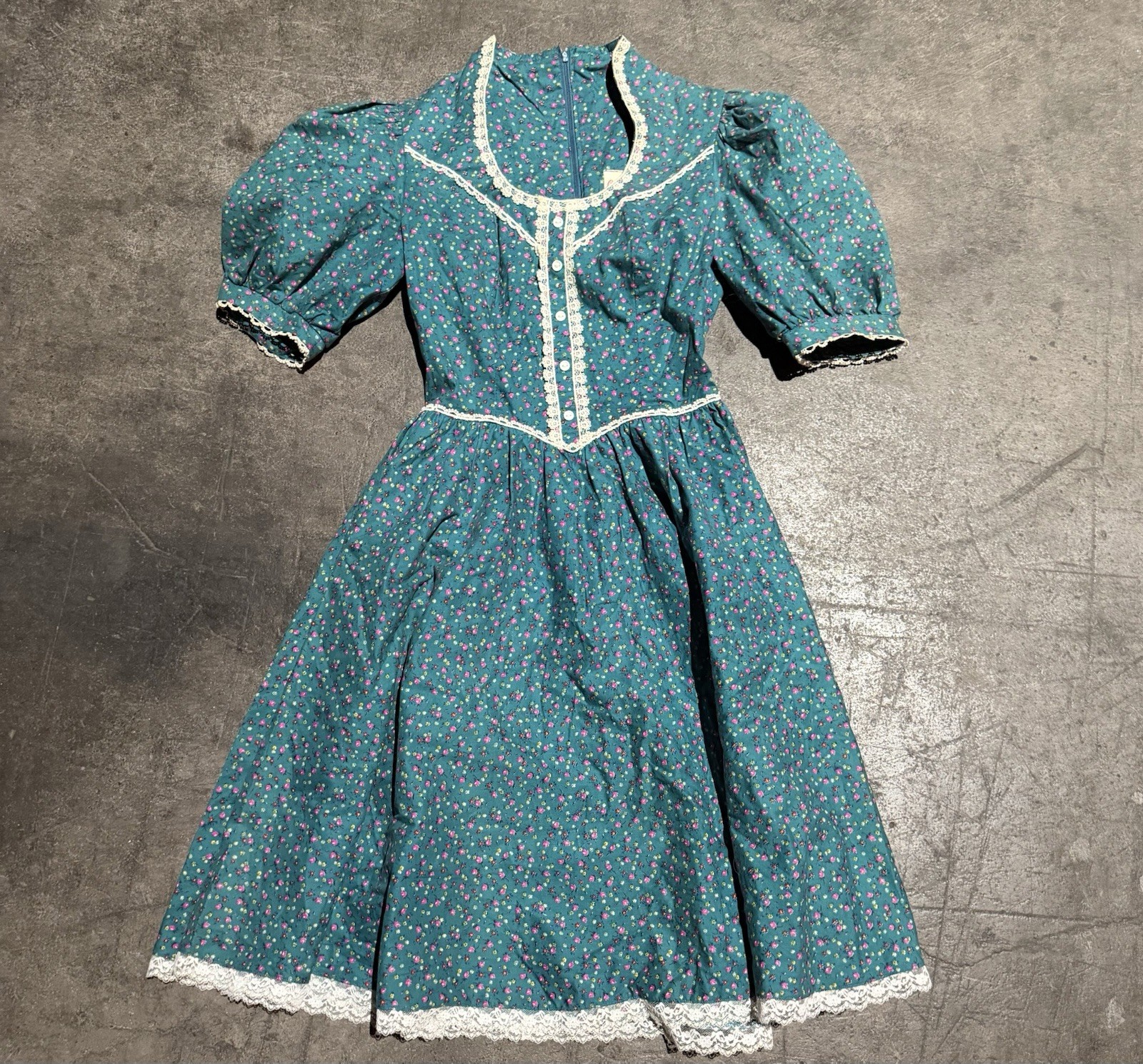 Vintage 1970s Candi Jones California Prairie Boho Floral Dress Cottage Core