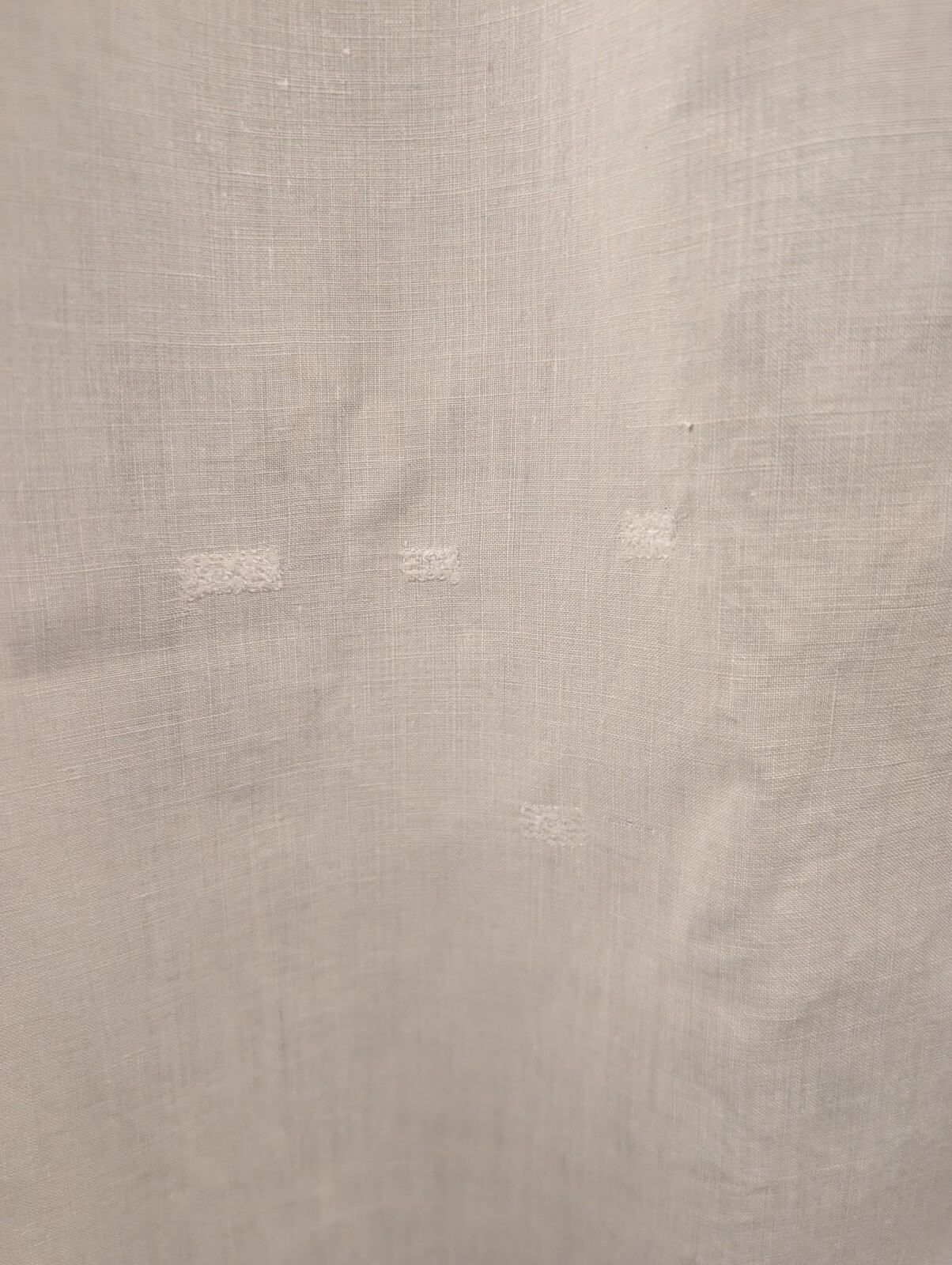 ANTIQUE EDWARDIAN WHITE LINEN SLIP W BLUE FLORAL EMBROIDERY + INITIALS