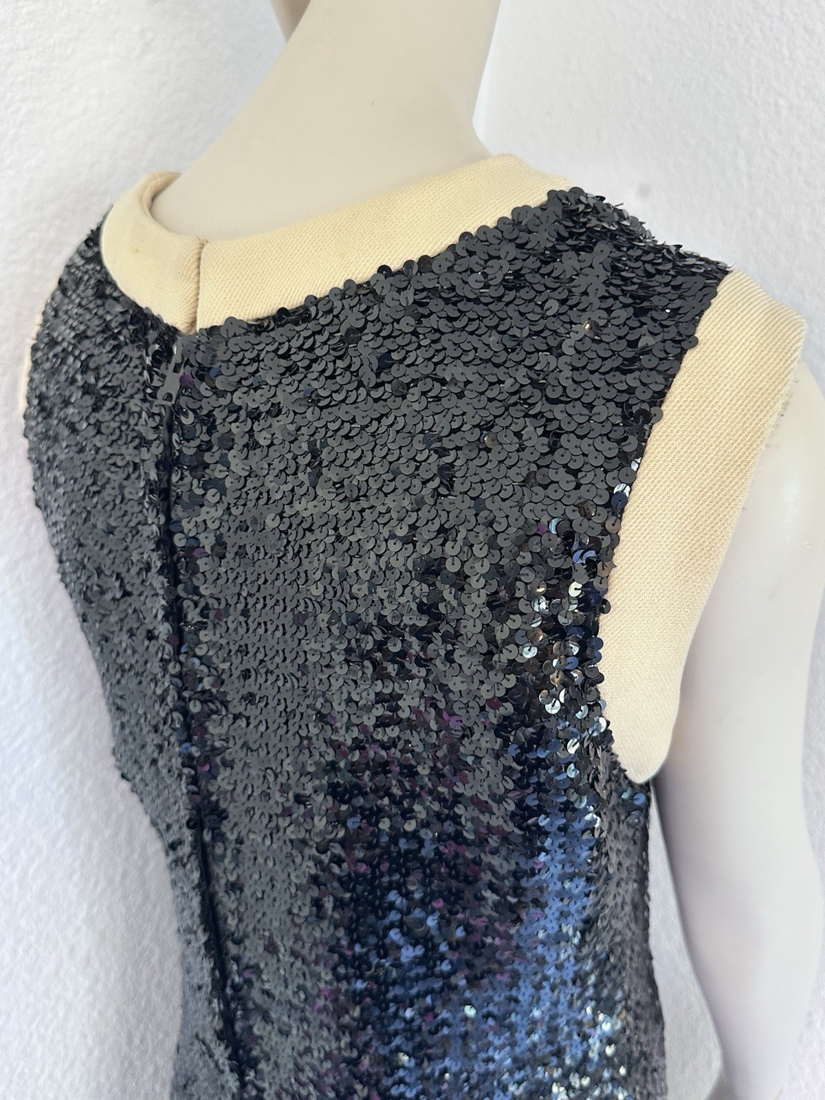 Vintage 1960s JEAN PATOU (KARL LAGERFELD?) SPARKLING SEQUINS WOOL SHIFT DRESS