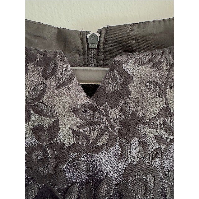 Be Smart Vintage Black Floral Jacquard Sheath Dress Metallic Sleeveless 9/10
