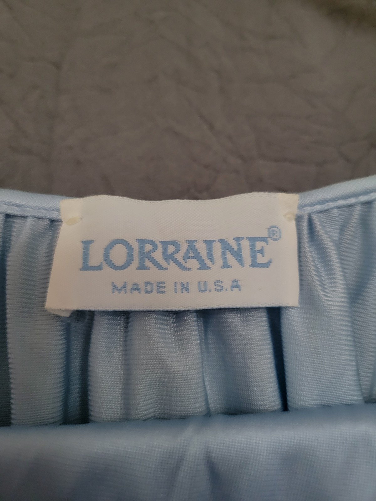 Vintage Lorraine Pajama Set 1X Blue Nylon Lace 2 Pc USA Sleepwear Womens