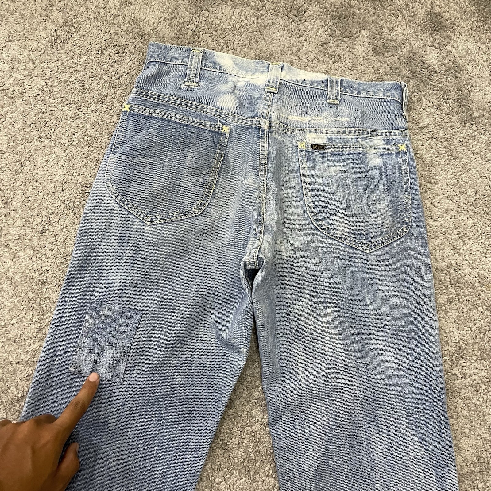 True Vintage 70s Hippie Denim Lee Flare Jeans Actual 31.5×34 Distressed