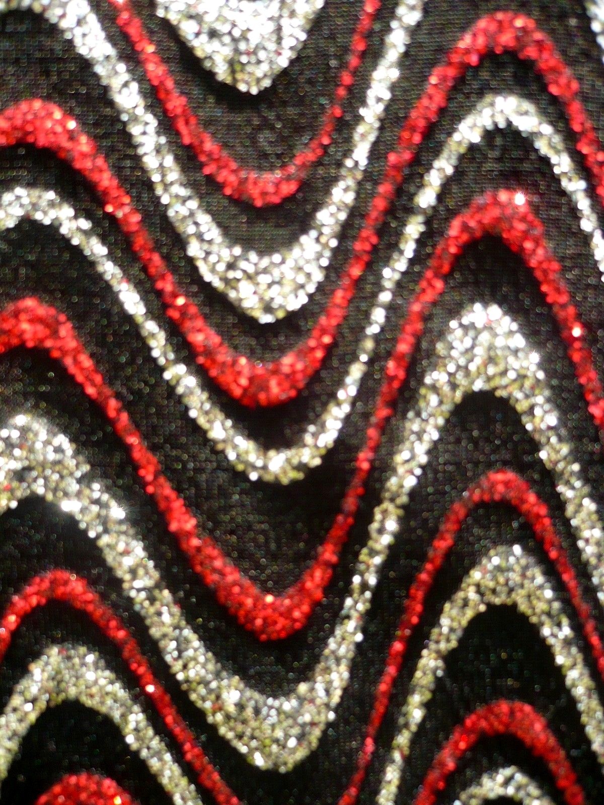 VTG DRESSBARN M RED SILVER SPARKLE EVENING SPIRAL WAVE STRETCH TOP BLOUSE WOMEN