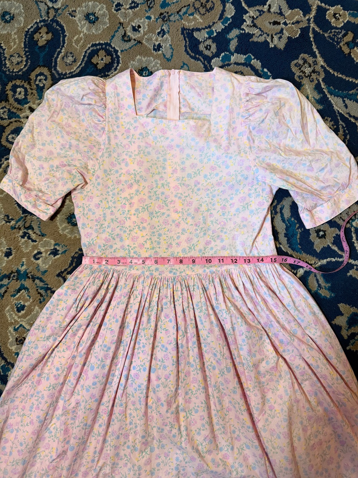 Vintage 80s Laura Ashley light pink floral dress US12
