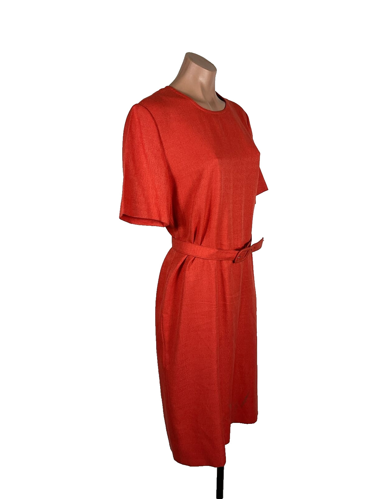 Henry Lee Dress Suit Sz 8 Petite, Coral Orange, made in USA, vintage 90’s Belted