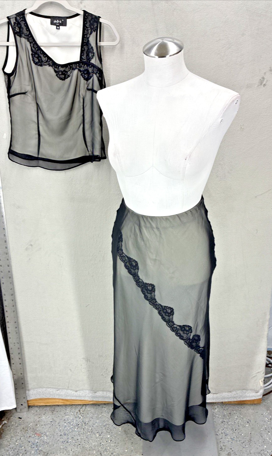 A.B.S. by Allen Schwartz Skirt 6 & Top M Set Y2K Whimsigoth Glam slip US