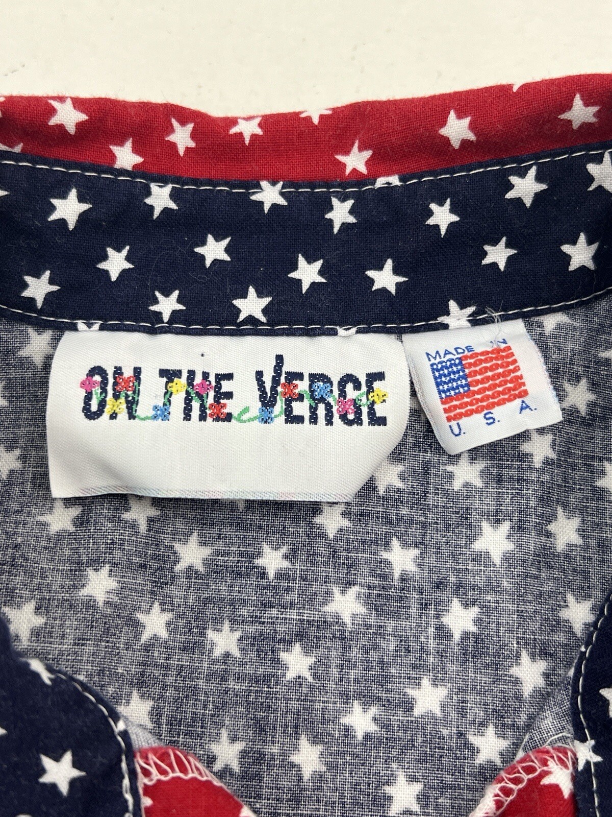 VTG Button Up Womens S American Flag Shirt 80s 90s Patriotic 4th of July USA
