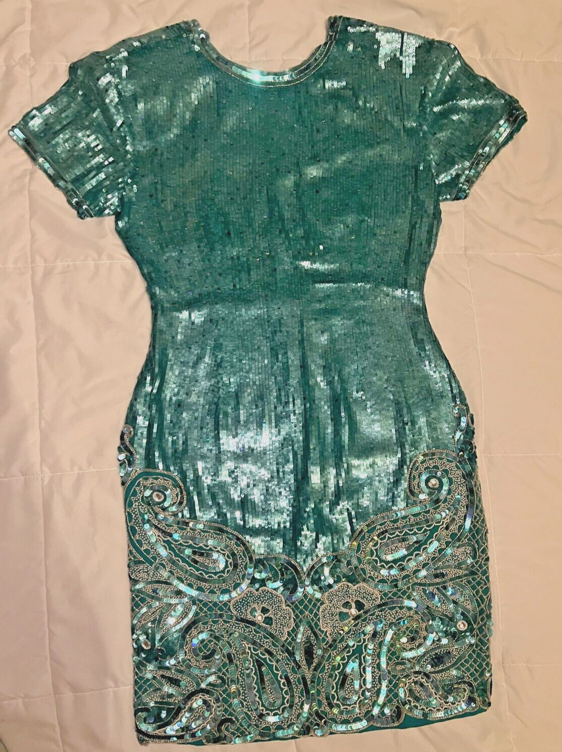 Naeem Khan Riazee Nights Blue Silver Beaded Evening Formal Dress M
