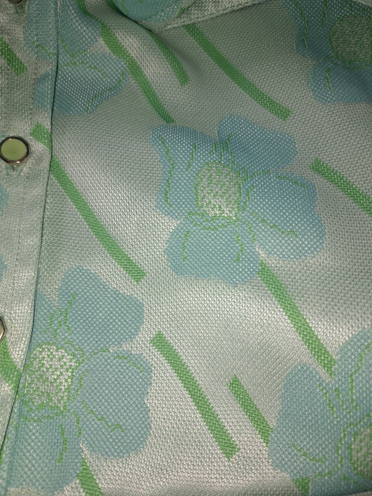 Leslie Faye Dress Trevira Star Size Small Green Vintage 1970s Novelty Knit Bow