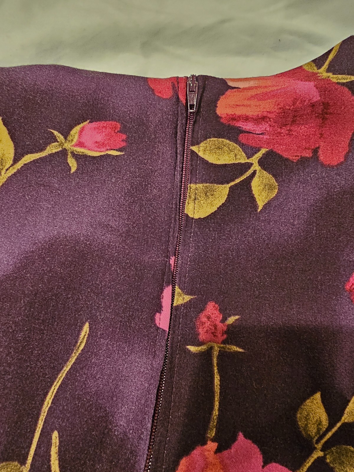 VTG Just In Thyme Dress Purple Rose 80s 90s Tie Waist Vest Size 14 WHIMSIGOTH