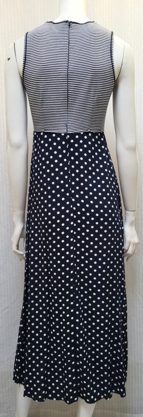 Vintage 2 Piece EXPO Blue Polka Dot Stripe Dress & Top Set – Size S