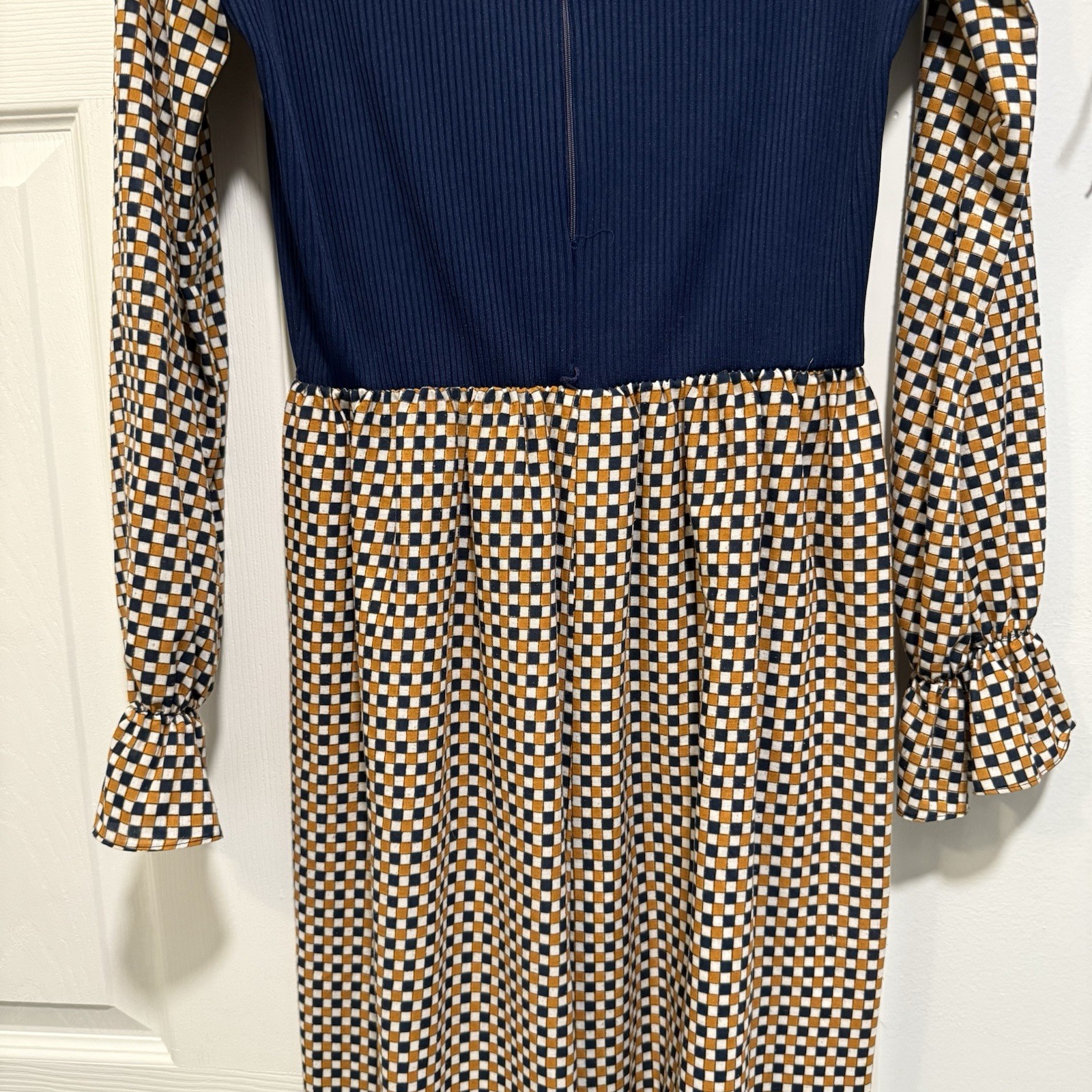 Joseph Magnin Vintage Boho Dress Size 12 Mid-Century Modern Maxi Slit In Back