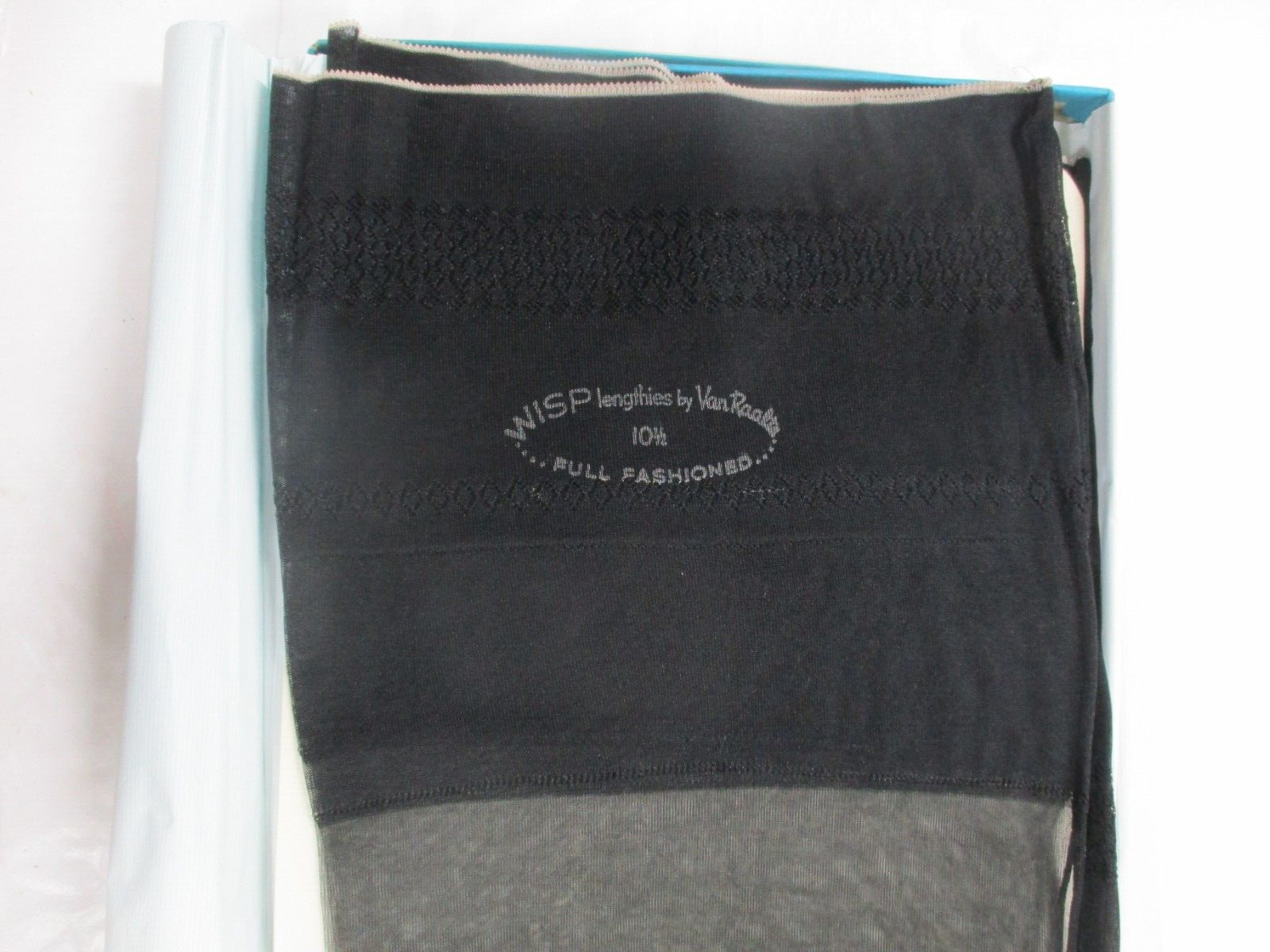 1PR VINTAGE VAN RAALTE SEAMED FULL FASHION NYLON STOCKINGS 10 1/2 LONG BLACK