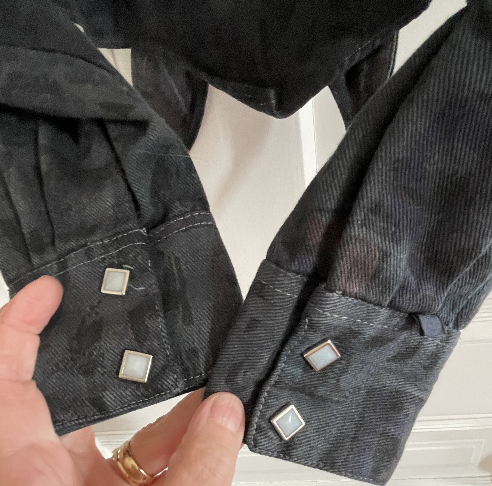 Rockmount Ranch Wear Western Crop Shirt Jean Jacket Abstract Print M NOS 90s